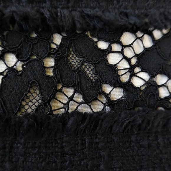 J Crew Top Fringy Lace Tweed Nude Lining Black S - Picture 7 of 11